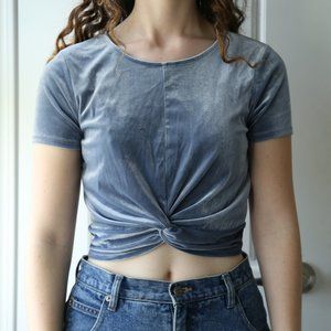 Dusty Blue Velvet Knot T-Shirt